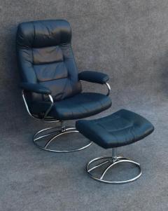  Ekornes Stressless Ekornes Stressless Stressless Lounge Chair Ottoman Navy Blue Leather Steel - 3321899
