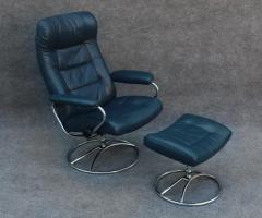  Ekornes Stressless Ekornes Stressless Stressless Lounge Chair Ottoman Navy Blue Leather Steel - 3321900