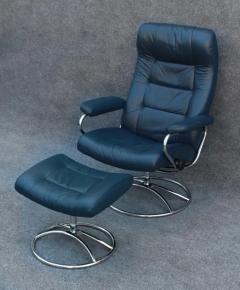  Ekornes Stressless Ekornes Stressless Stressless Lounge Chair Ottoman Navy Blue Leather Steel - 3321901
