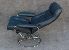  Ekornes Stressless Ekornes Stressless Stressless Lounge Chair Ottoman Navy Blue Leather Steel - 3321932