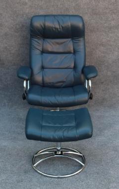  Ekornes Stressless Ekornes Stressless Stressless Lounge Chair Ottoman Navy Blue Leather Steel - 3321946