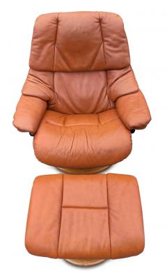  Ekornes Stressless Medium Ekornes Stressless Reno Brown Leather Recliner or Lounge Ottoman - 2984903