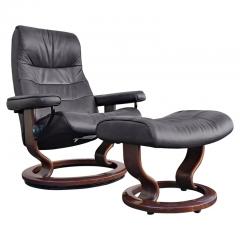  Ekornes Stressless Mid Century Ekornes Stressless Brown Leather Recliner or Lounge Ottoman Medium - 2896746