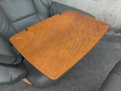  Ekornes Stressless Pair Ekornes Stressless Adjustable Slate Leather Recliners Tray Table Ottomans - 3114171