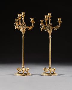  Elkington Co ELEGANT PAIR OF 19TH CENTURY GILT BRASS CANDELABRA BY ELKINGTON CO - 1840551