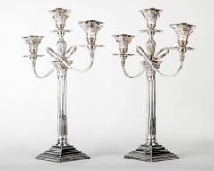  Elkington Co Pair of Antique Three Arms Silver Plate Elkington Candelabra - 70594