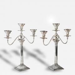  Elkington Co Pair of Antique Three Arms Silver Plate Elkington Candelabra - 71077