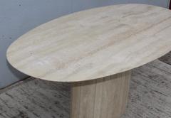  Ello Furniture Co 1970s Italian Travertine Oval Dining Table Attributed To Ello - 1354061