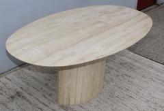  Ello Furniture Co 1970s Italian Travertine Oval Dining Table Attributed To Ello - 1354062