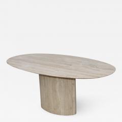  Ello Furniture Co 1970s Italian Travertine Oval Dining Table Attributed To Ello - 1356106