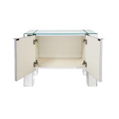  Ello Furniture Co Ello Attributed Pair of 2 Door Bedside Tables in Tessellated Mirror 1970s - 2224550