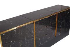  Ello Furniture Co Hollywood Regency Tessellated Black Marble and Brass Credenza or Cabinet by Ello - 1761509