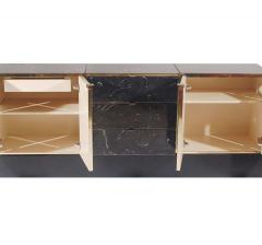  Ello Furniture Co Hollywood Regency Tessellated Black Marble and Brass Credenza or Cabinet by Ello - 1761510