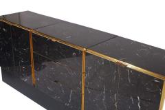  Ello Furniture Co Hollywood Regency Tessellated Black Marble and Brass Credenza or Cabinet by Ello - 1761511