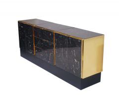  Ello Furniture Co Hollywood Regency Tessellated Black Marble and Brass Credenza or Cabinet by Ello - 1761514