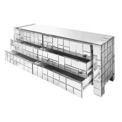  Ello Furniture Co Large Chest of Drawers In Tessellated Beveled Mirrored Glass 1970s - 1841753