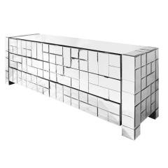  Ello Furniture Co Large Chest of Drawers In Tessellated Beveled Mirrored Glass 1970s - 1841754