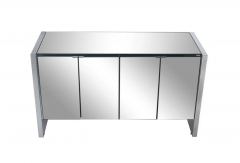 Ello Furniture Co Mid Century Modern Mirror and Chrome Four Door Cabinet or Credenza - 2547779