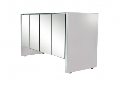  Ello Furniture Co Mid Century Modern Mirror and Chrome Four Door Cabinet or Credenza - 2547796