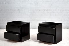  Ello Furniture Co Pair Ello Nightstands Black Glass and Brass 1970 - 2952931