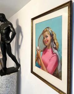  Elsie Julia Miller Blond Pin up with Perfect Smile Tennis Racket Women Illustrators - 3543679