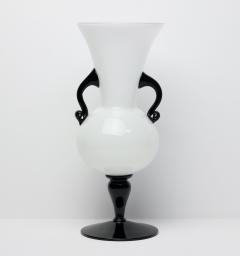  Empoli Empoli Italian Black and White Art Glass Vase Italy 1960 - 3873165