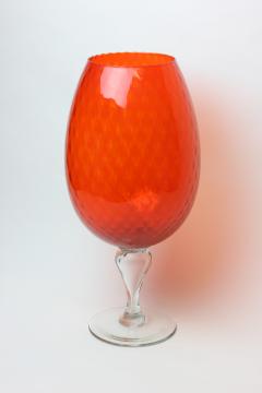 Empoli Large Tangerine Color Bulbous Glass Vase by Empoli 1960 Italy - 2862962