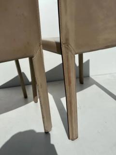  Enrico Pellizzoni Pair of Patinated Leather Side Chairs by Enrico Pellizzoni - 3335618