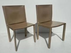  Enrico Pellizzoni Pair of Patinated Leather Side Chairs by Enrico Pellizzoni - 3335649