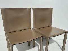  Enrico Pellizzoni Pair of Patinated Leather Side Chairs by Enrico Pellizzoni - 3335653