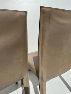  Enrico Pellizzoni Pair of Patinated Leather Side Chairs by Enrico Pellizzoni - 3335655