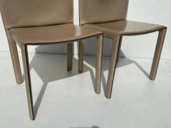  Enrico Pellizzoni Pair of Patinated Leather Side Chairs by Enrico Pellizzoni - 3335656