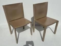  Enrico Pellizzoni Pair of Patinated Leather Side Chairs by Enrico Pellizzoni - 3335658