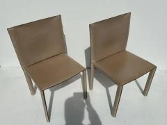  Enrico Pellizzoni Pair of Patinated Leather Side Chairs by Enrico Pellizzoni - 3335693