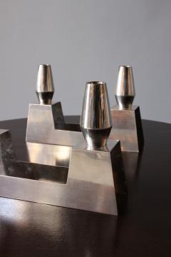  Ercuis Pair of Fine French 1960s Silver Plated Candelabra by Ercuis - 4477792