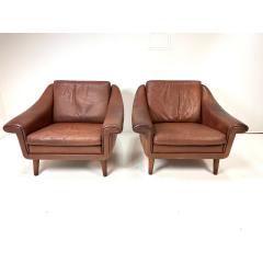  Erhardsen Andersen Pair of 1960s Danish Leather Lounge Chairs Attributed to Aage Christiansen - 4577262