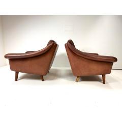  Erhardsen Andersen Pair of 1960s Danish Leather Lounge Chairs Attributed to Aage Christiansen - 4577264