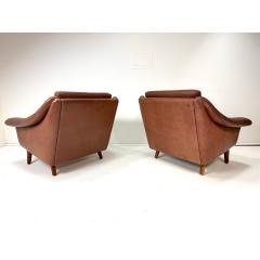  Erhardsen Andersen Pair of 1960s Danish Leather Lounge Chairs Attributed to Aage Christiansen - 4577265