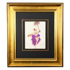  Ert 1950s Gousche Dancer with Umbrella by Erte Framed - 4525559