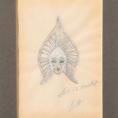  Ert Art Deco Original Costume Design Crystal Headdress Gouache Painting signed Ert  - 4163585