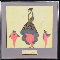  Ert Robe de Sairee Avec Renard Gouache by Erte Framed 1921 ORIGINAL - 4525563