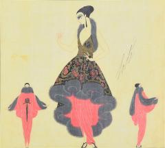  Ert Robe de Sairee Avec Renard Gouache by Erte Framed 1921 ORIGINAL - 4527116