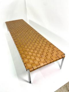  Erwine and Estelle Laverne Large Woven Leather and Steal Bench by Erwine Estelle Laverne - 3536567