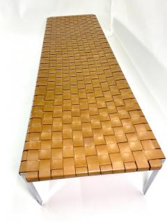  Erwine and Estelle Laverne Large Woven Leather and Steal Bench by Erwine Estelle Laverne - 3536653