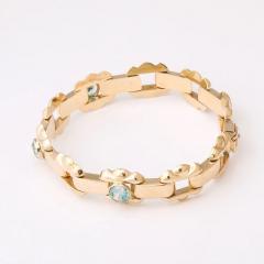  Esemco Art Deco Esemco Articulating 14k Gold Bracelet with Round Cut Aquamarines - 4720278