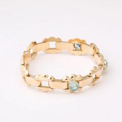  Esemco Art Deco Esemco Articulating 14k Gold Bracelet with Round Cut Aquamarines - 4720280