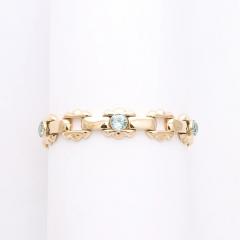  Esemco Art Deco Esemco Articulating 14k Gold Bracelet with Round Cut Aquamarines - 4720281