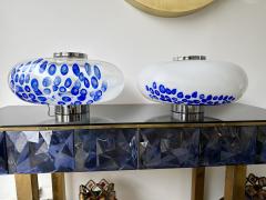  Esperia Mid Century Pair of Murano Glass and Metal UFO Lamps by Esperia Italy 1970s - 3015318