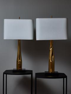  Esperia Pair of Brass and Marble Table Lamps by Esperia for Glustin Luminaires - 3107104