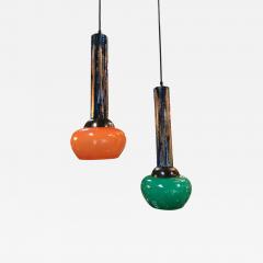  Esperia Pair of Esperia Pendants Cold Painted in Orange and Green Italy 1970s - 954595